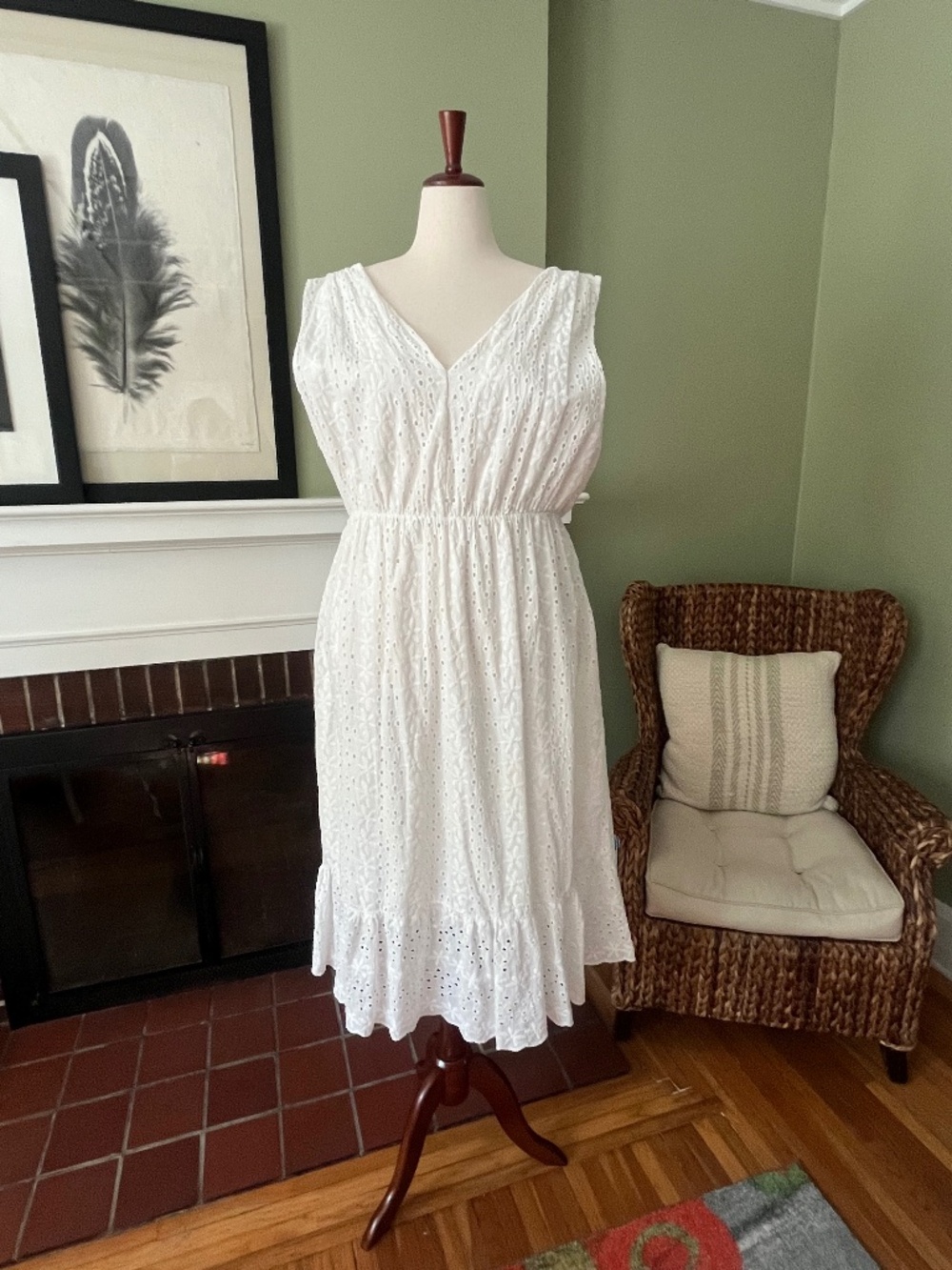Lungo L'Arno Made in Italy Cotton Eyelet Midi Dress | Fully Lined | Size 3X